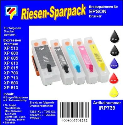 Produktbild von CISS / Easyrefill T26 + T26XL inkl. 250ml Dr.Inkjet Premium Nachfülltinte