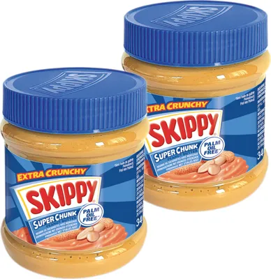 Produktbild von SKIPPY 2x Erdnussbutter "Super-Chunk" Peanut Butter Crunchy Ohne Palmöl 2x 340g