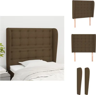 Produktbild von vidaXL Kopfteil mit Ohren Dunkelbraun 93x23x118/128 cm Stoff -  Kopf- & Fußenden