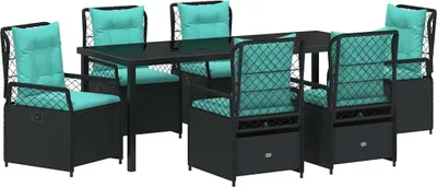 Immagine prodotto di vidaXL Set da pranzo da giardino 7 pezzi in polirattan nero