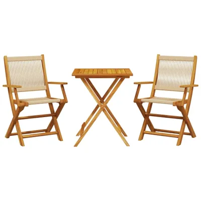 Produktbild von 3-tlg. Bistro-Set Beige Polypropylen und Massivholz