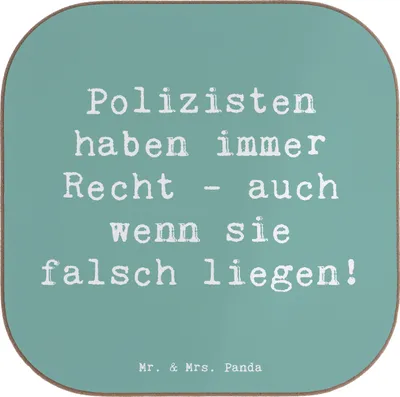 Produktbild von Mr. & Mrs. Panda Untersetzer für Gläser Spruch Polizist Humor - Meeresbrise - Geschenk, Tassenuntersetzer, Beruf, Holzuntersetzer, Vertrauen, Notlage, kreative Geschenke