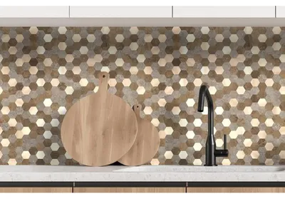 Image de Lot de 12 Crédences Adhésives Rigides Mosaïque Hexagonale Bronze 32,2 x 30,2 cm - 1,17 m²