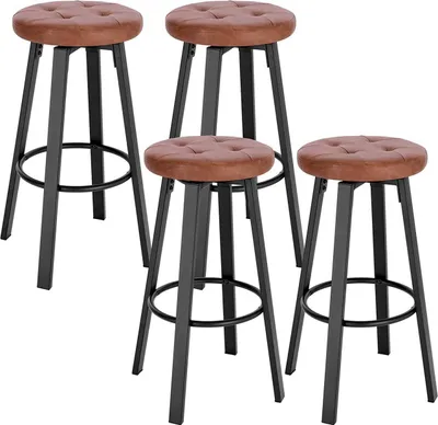 Produktbild von WOLTU 4er Set Barhocker, mit drehbarem Sitz, gepolsterer Hocker mit Kunstleder-Bezug, Sitzhocker für Bar Küchen Arbeitszimmer, mit Fußstütze, 120 kg belastbar, Farbe: braun