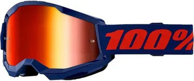 Zdjęcie produktu dla 100% Strata 2 Essential Chrome Motocross Brille, blau/rot
