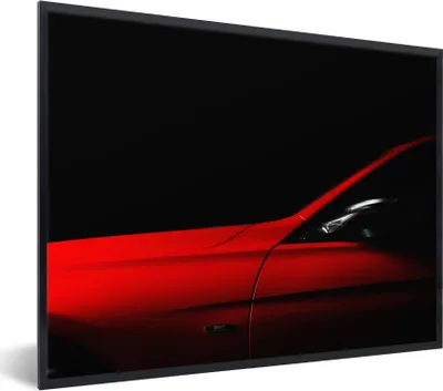 Produktbild von MuchoWow® Gerahmtes Poster Roter Sportwagen 40x30 cm - Poster mit Schwarzem Bilderrahmen Wandposter Rahmen Foto Bilder - Kunstposter - Wanddekorationen