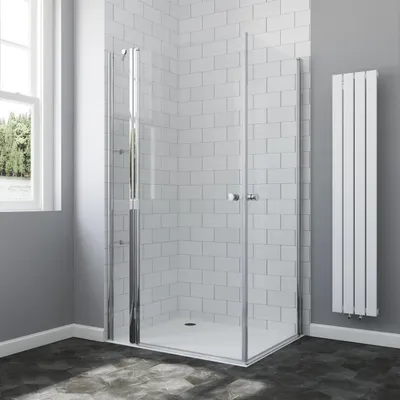 Produktbild von Duschkabine Eckeinstieg Rahmenlos Eckdusche Duschwand Glas Duschtür mit Festteil Pendeltür Drehtür mit Nebenteil | Hebe Senk Echtglas 6 mm NANO Beschichtung 7.95x75x197cm
