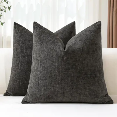 Immagine prodotto di Set di 2 federe per cuscini in velluto, 45x45 cm, color grigio scuro