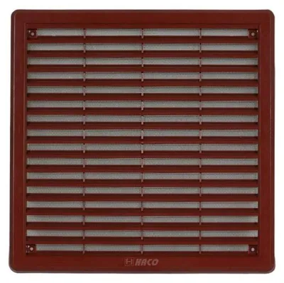 Imagen del producto de Rejilla de ventilación Haco con cubierta de malla, dimensiones 250 x 250 mm, color marrón (0304)