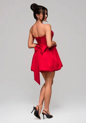 Produktbild von Ombre Elegantes Schulterfreies Minikleid mit Ballonrock rot L