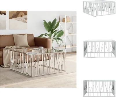 Produktbild von vidaXL Couchtisch 100x100x50 cm Edelstahl und Glas -  Couchtische