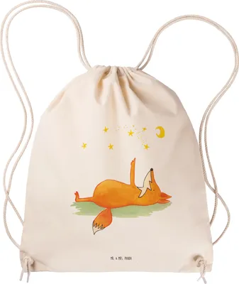 Produktbild von Mr. & Mrs. Panda Jutebeutel Fuchs Sterne - Transparent - Geschenk, gymnastiktasche, Sternengucker, Beutel, wander rucksack, Kleiner, Spruch Positiv, Romantik, gym tasche