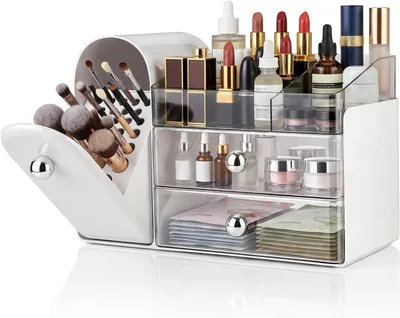 Produktbild von Make-up Organizer mit Schubladen, weiß, 32.7 x 23 x 16 cm, für Schminktisch