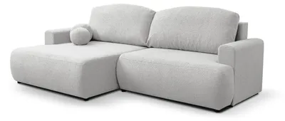 Produktbild von Ecksofa Links Helmi mit Schlaffunktion Bettkasten Bravo 21 Hellgrau Boucle Couch Federkern
