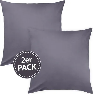 Produktbild von Traumschlaf Uni Mako-Satin Kissenbezüge Doppelpack 2x Nackenrollenbezug 15x40 cm anthrazit