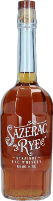 A bottle of Sazerac Rye Straight Rye Whiskey.
