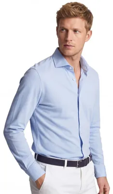 Produktbild von Profuomo Slim Fit Hemd hellblau gestrickte Baumwolle