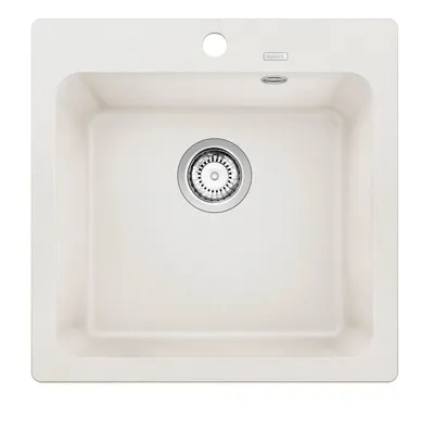 Produktbild von BLANCO Spüle NAYA 5 in WEISS mit Ablaufgarnitur ohne Ablauffernbedienung / Ausschnitt: 495 x 490 mm / Silgranit