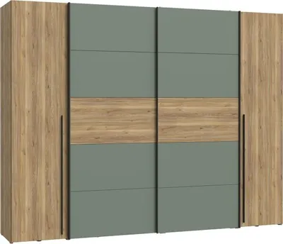 Produktbild von Furniture24 Kleiderschrank Narago Rxgs82511-M108 Schwebetürenschrank Mit Drehtüren 270,3 Cm X 210 Cm X 61,2 Cm Artisan Eiche/Schwarz