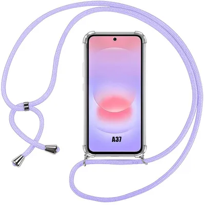 Image de Coque pour Samsung Galaxy A37 5G, Antichoc Protection Renforcée Transparente avec Cordon Violet