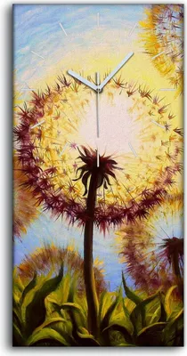 Produktbild von Dekor Leinwand Uhr Wandbilder 30x60 Gemälde Abstrakte Blumen Löwenzahn - weiße Hände