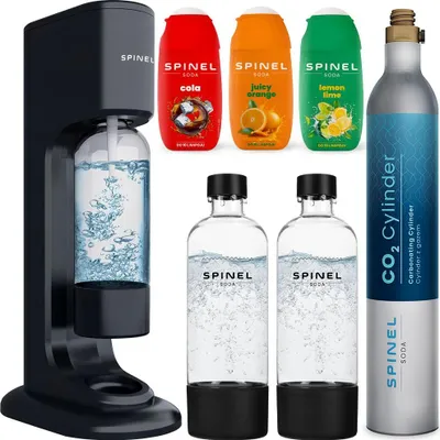 Produktbild von Spinel Soda Wassersprudler BubbleON + Spinel Soda Sirups, 4 Stück