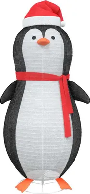 A festive, illuminated penguin decoration.