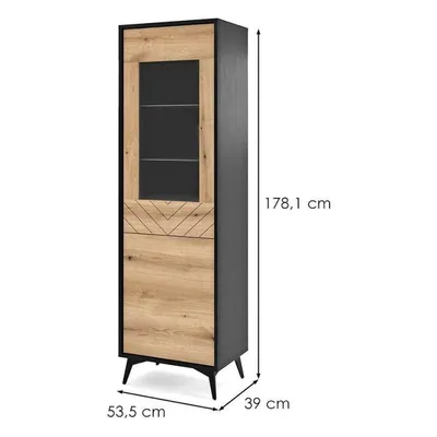 Obrázok produktu pre Vitrína do obývacej izby NAMIRO - čierna / dub evoke