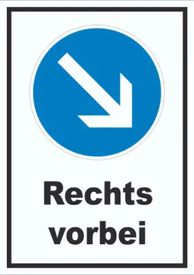 Produktbild von Schild Vorgeschriebene Vorbeifahrt rechts A0 Rückseite selbstklebend