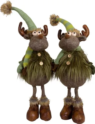 Produktbild von Elch 50cm (67cm) stehend Deko Figur groß Rentier grün, 2 Stück