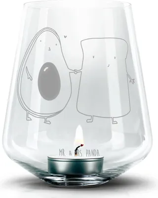 Produktbild von Mr. & Mrs. Panda Laterne Avocado Toast - Transparent - Geschenk, Hochzeitsgeschenk, Windlicht Glas, Kerzenhalter, Freundin, Liebe, Teelichthalter, Kerzenglas