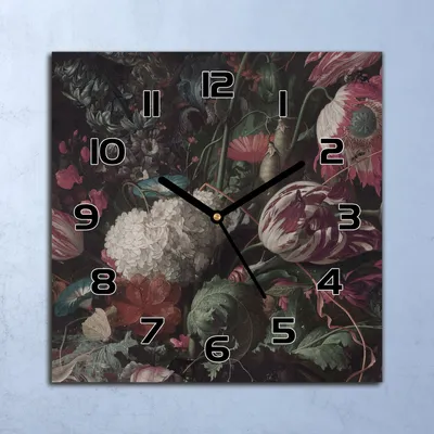 Produktbild von Wanduhr Echt-Glas-Küchenuhr Blumenvase Aquarell Quarz 30x30 Deko Bilder