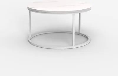 Produktbild von Wohnzimmertisch rund 80 cm in Marmoroptik zeitgenössisch Ossidiana - Weiß