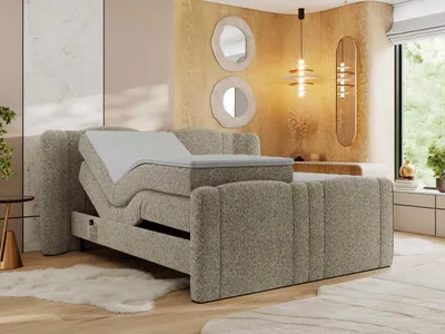 Produktbild von MKS MEBLE Boxspringbett mit motor FORTINA 200x200 cm elektrisch verstellbar 7-Zonen Multipocket Matratze Bettkasten Polsterbett - Dunkelbeige Strukture - H4