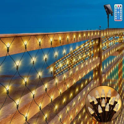 Lichtnet 3x2 m, 200 LED, Solar, warmweiß, mit Fernbedienung