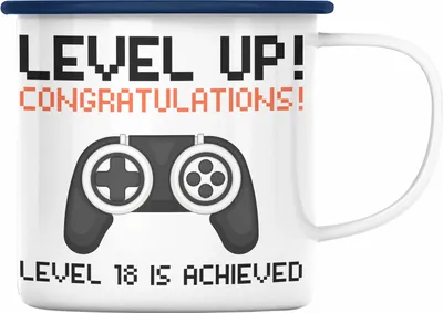 Produktbild von Trendation - 18. Geburtstag Emaille Tasse Jungen Jungs Geschenk 18er Geschenkidee 18 Sohn Gamer (Blau)