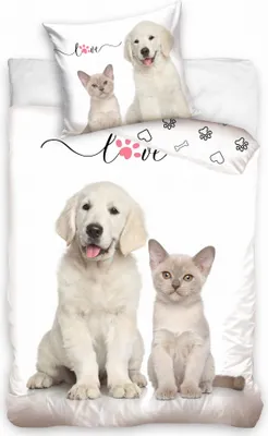 Produktbild von Baumwollbettwäsche 160x200 Labrador mit Kätzchen