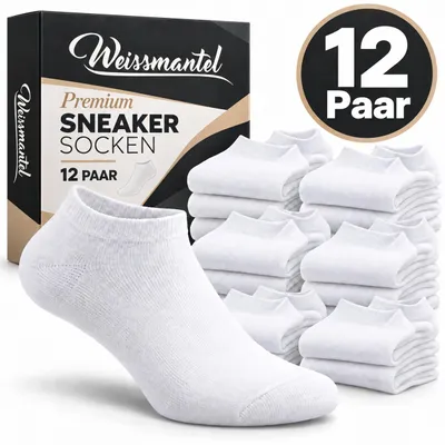 Produktbild von Weissmantel Sneaker Socken Herren Damen - Baumwolle - Sneakersocken Kurze Socken Größen 43-46 Kurze Socken für Alltag & Sport Socken Sneakers