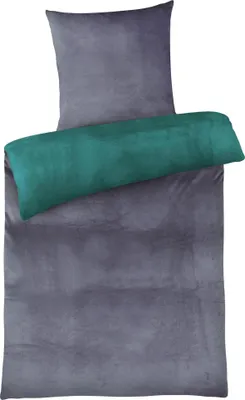 Produktbild von Cashmere Touch Bettwäsche 155x220 cm Warme Winter Bettwäsche Anthrazit Petrol