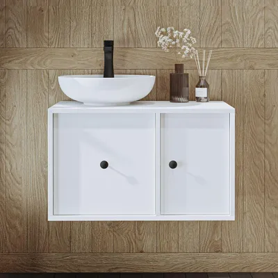 Productafbeelding van Skye Decor, hoogwaardige badkamerkast met wastafel, 75 cm, wit, 100% MDF, 100% keramiek