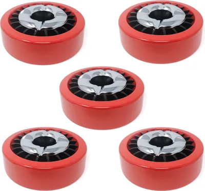 Produktbild von 5x Rot, Starlet24® Windaschenbecher Gluttöter rund flach - stabiler Metall-Kunststoff-Aschenbecher für draußen & drinnen, spülmaschinenfest
