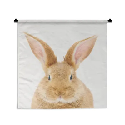Produktbild von MuchoWow® Wandteppich Wandbehang Kinder - Kaninchen - Kind - Mädchen - Jungen 120x120 cm Tapisserie Dekoration Wandtuch - Modern - Baumwollgewebe