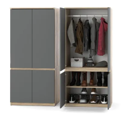 Zdjęcie produktu dla AZ team ® Szafa SONOMA ANTRACYT 80 cm Modułowa Garderoba na ubrania Sypialnia Salon 4 drzwi