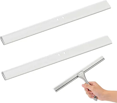 Obrázek produktu pro Náhradní gumová stěrka na sprchovou hlavici, univerzální flexibilní stírací lišta, 2 kusy, 25,7 x 2,2 cm, bílá, pro koupelnu