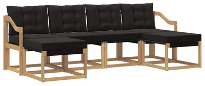 Produktbild von vidaXL Outdoor-Sofagarnitur mit Kissen 6 pcs Weiß und Schwarz