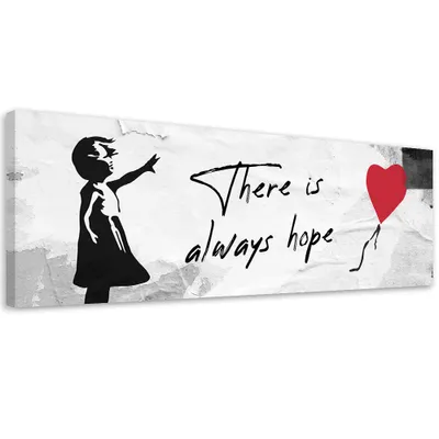 Zdjęcie produktu dla Obraz na płótnie Banksy Dziewczynka z balonikiem 120x40 Feeby Szary obraz na ścianę gotowy do zawieszenia