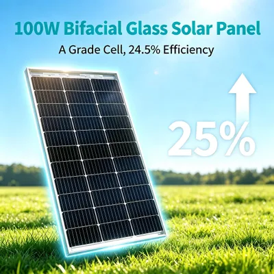 Zdjęcie produktu dla Panele słoneczne, 2 sztuki, 100W każdy - monokrystaliczny krzem - solidna rama - do użytku w kamperach i ogrodach