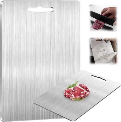 Productafbeelding van Snijplankenset van roestvrij staal en titanium, 29x20 cm, voor in de keuken