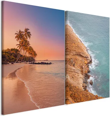 Produktbild von murando - Handart Bilder Set Tropischer Strand Kunstdruck 80x60cm 2 Teilig je 40x60cm Collage 2er Vlies mit Acrylgel Beschichtet Wandbilder Leinwandbilder - Mehrteilige Meeresblick c-B-10268-b-a