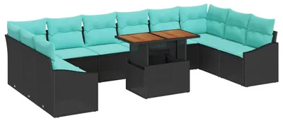 Produktbild von vidaXL Gartensofa-set 11 stk. 10-Sitzanzahl Schwarz und Türkis